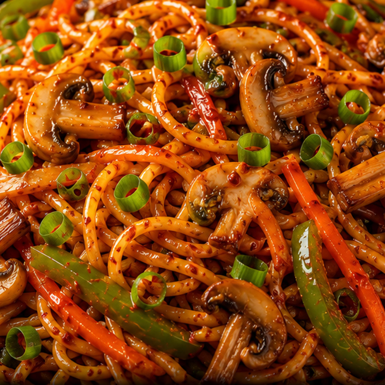 Schezwan Mushroom Noodles